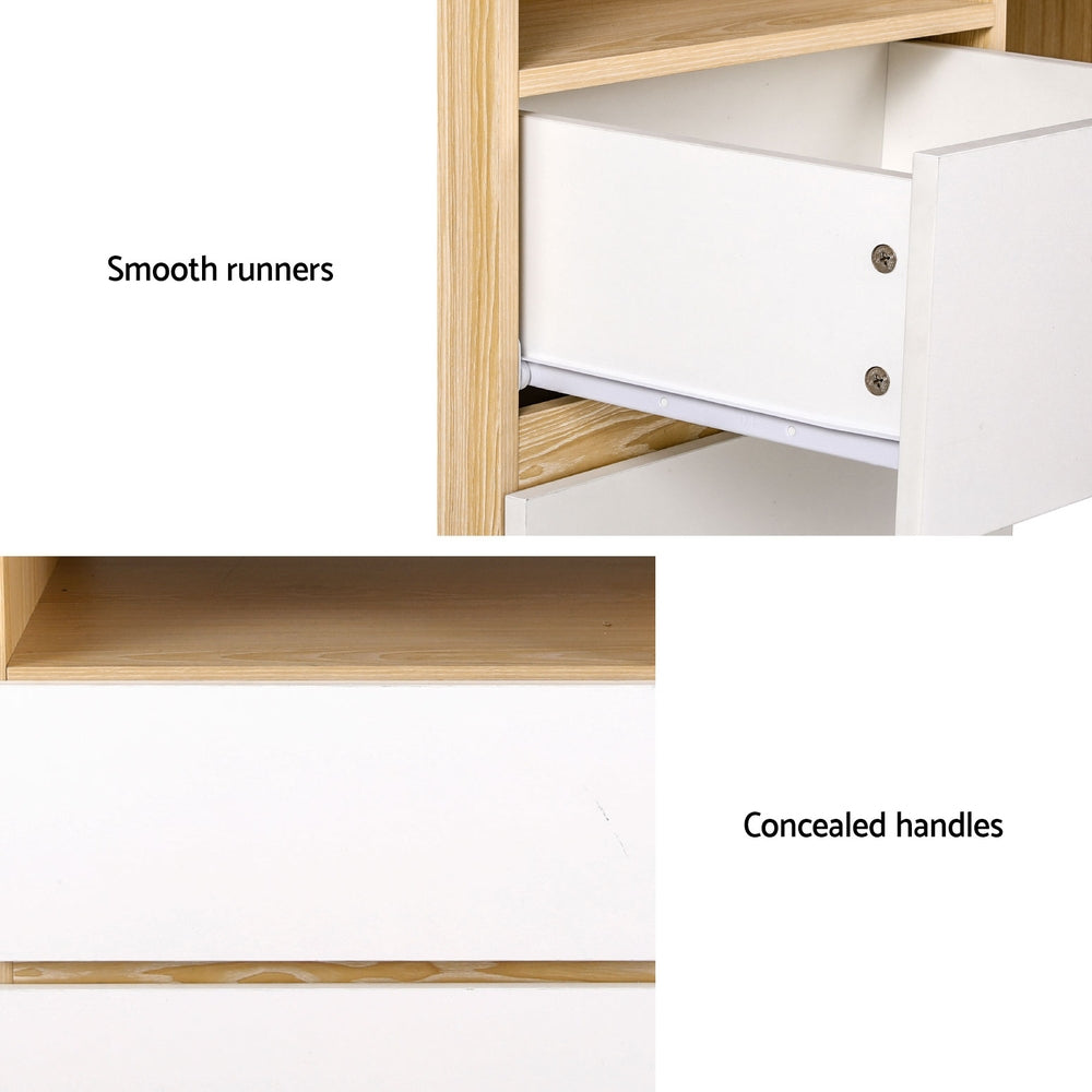 Artiss Office Desk 120cm Bookshelf Drawer White Oak
