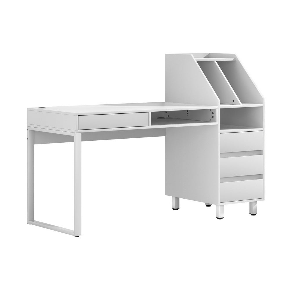 Artiss Office Desk 150cm White with Drawers and Bookshelf