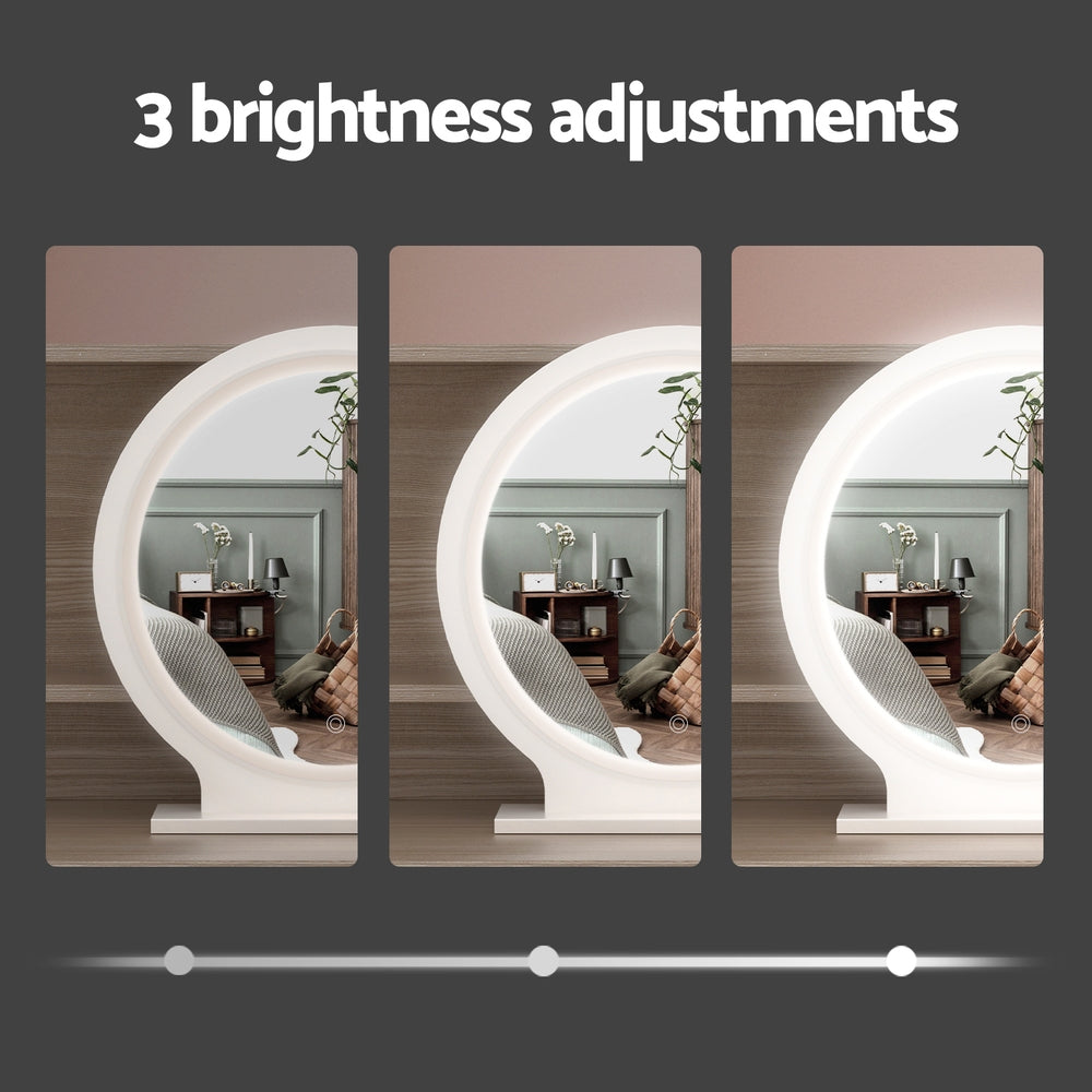 Artiss Pine Dressing Table Set LED Mirror Stool