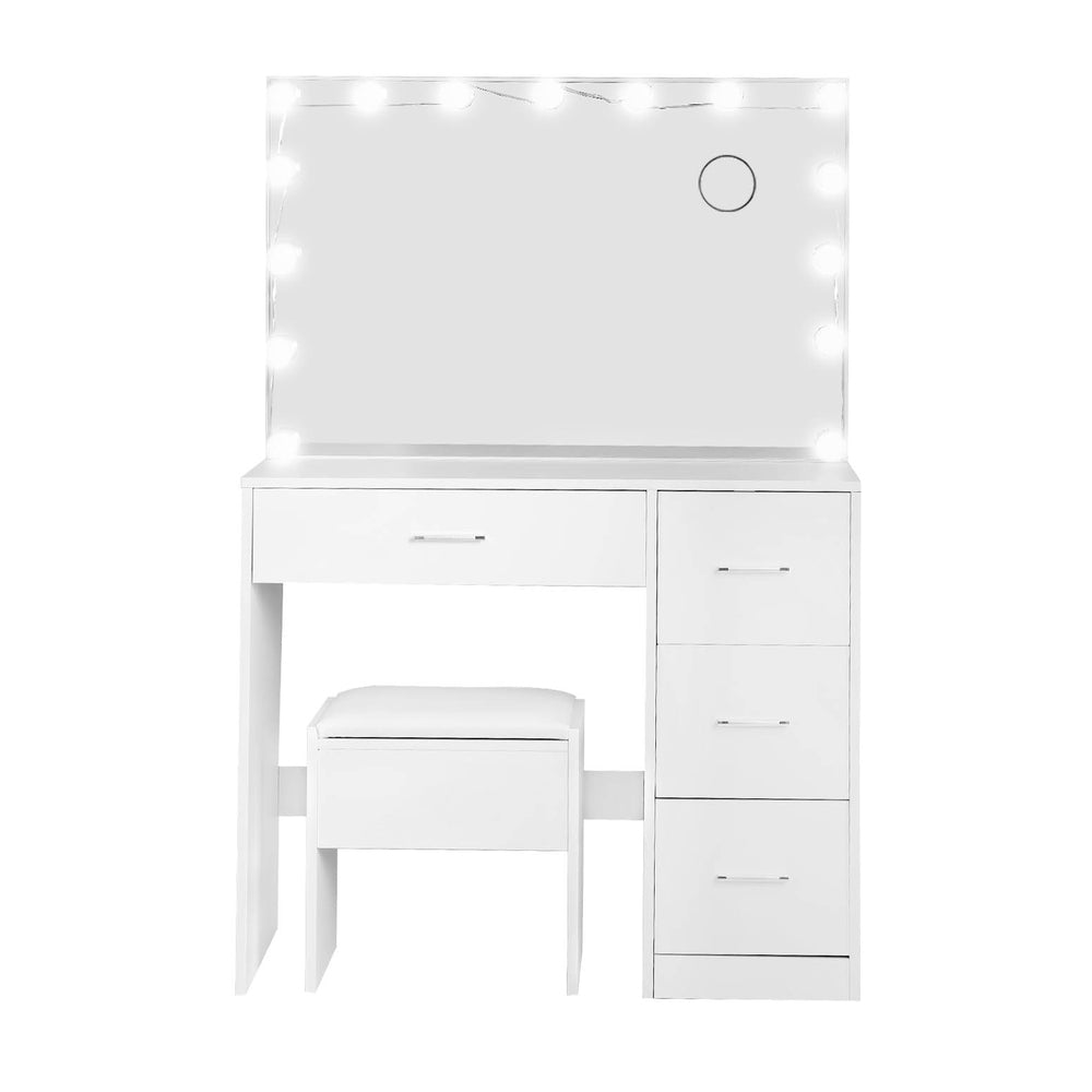 Darcy Dressing Table Set 15 LED Bulbs White with Stool