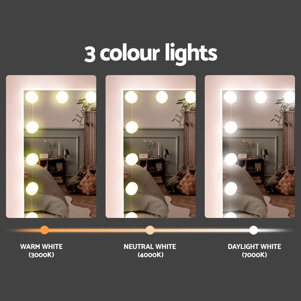 Darcy Dressing Table Set 15 LED Bulbs White with Stool