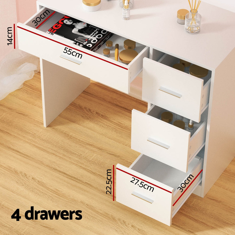 Darcy Dressing Table Set 15 LED Bulbs White with Stool