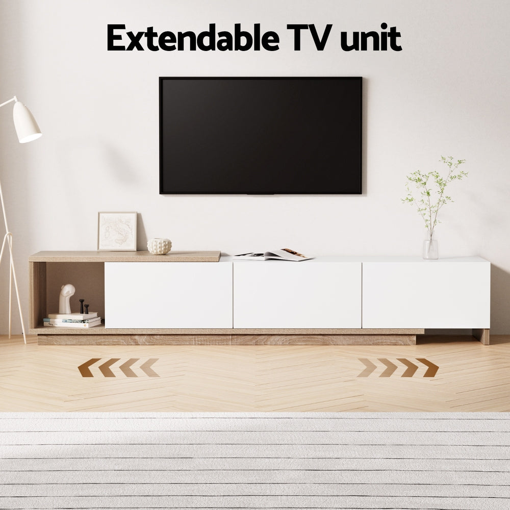 Extendable TV Cabinet Entertainment Unit White Oak