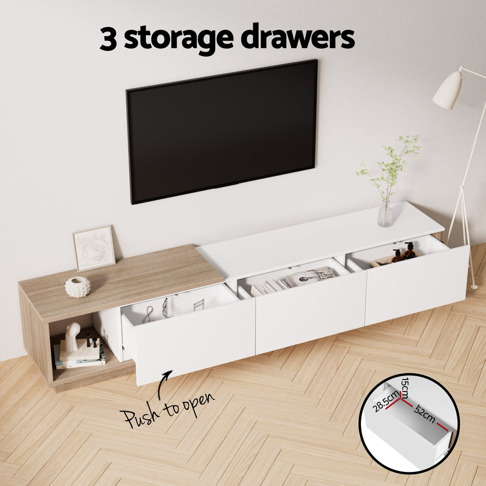 Extendable TV Cabinet Entertainment Unit White Oak