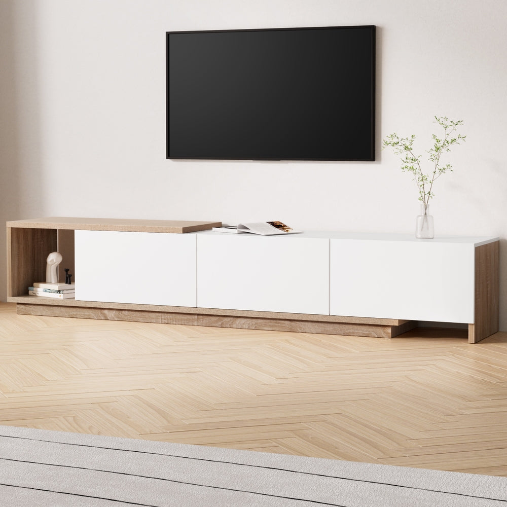 Extendable TV Cabinet Entertainment Unit White Oak