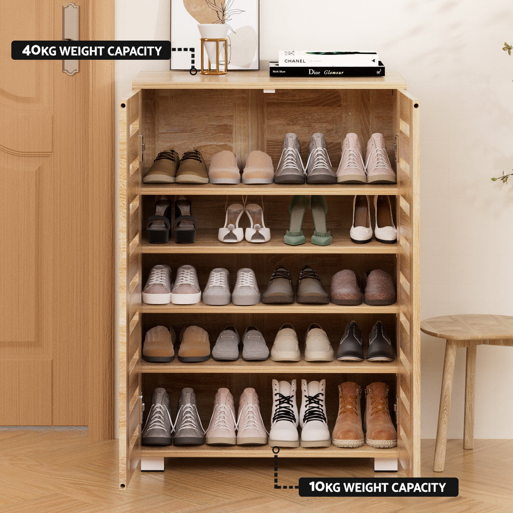 Alster 5-Tier Shoe Rack Cabinet 20 Pairs Pine/White