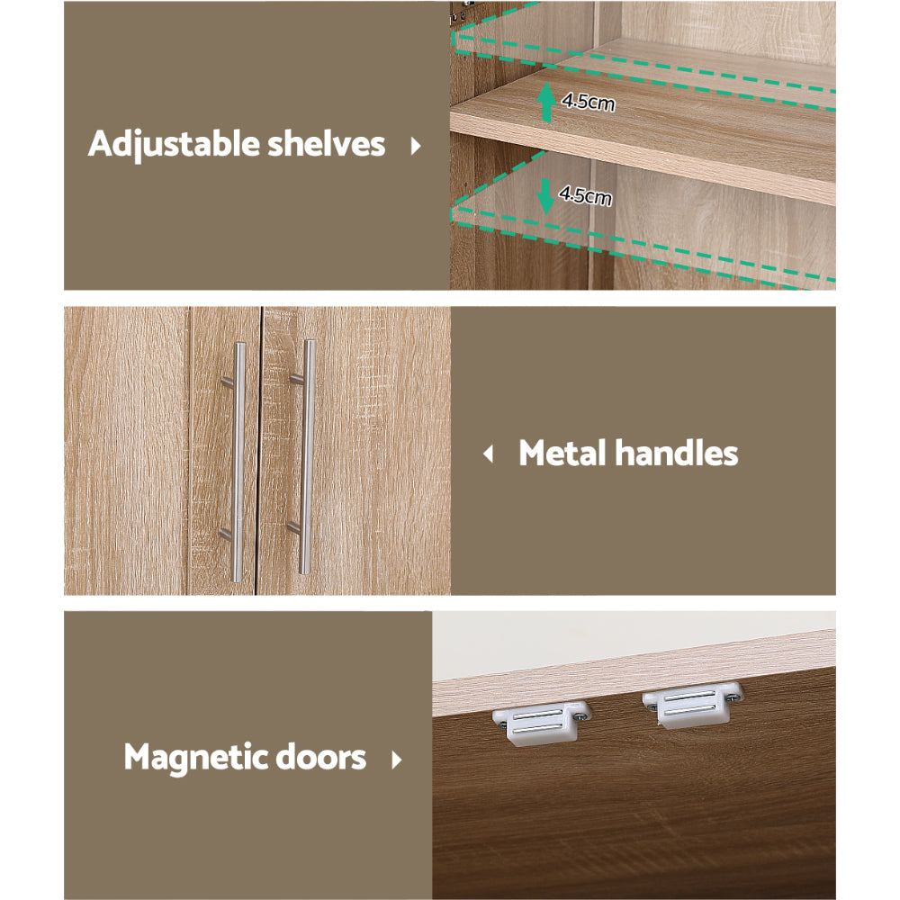 Artiss Tall Pantry Cabinet Adjustable Shelves Pine Wood