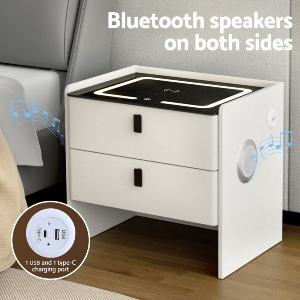 BESS Smart Bedside Table Wireless Charging White