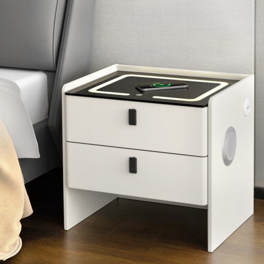 Bess Smart Bedside Table Wireless Charging White