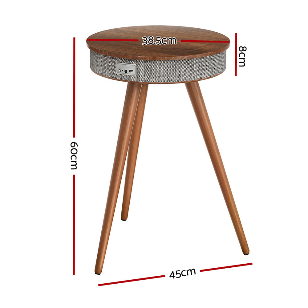 Crewe Smart Coffee Table Wireless Charging Bluetooth Speaker Walnut Grey