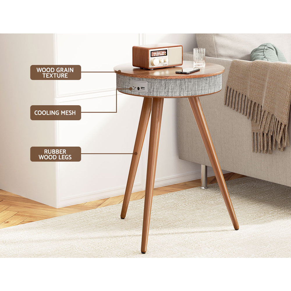 Crewe Smart Coffee Table Wireless Charging Bluetooth Speaker Walnut Grey