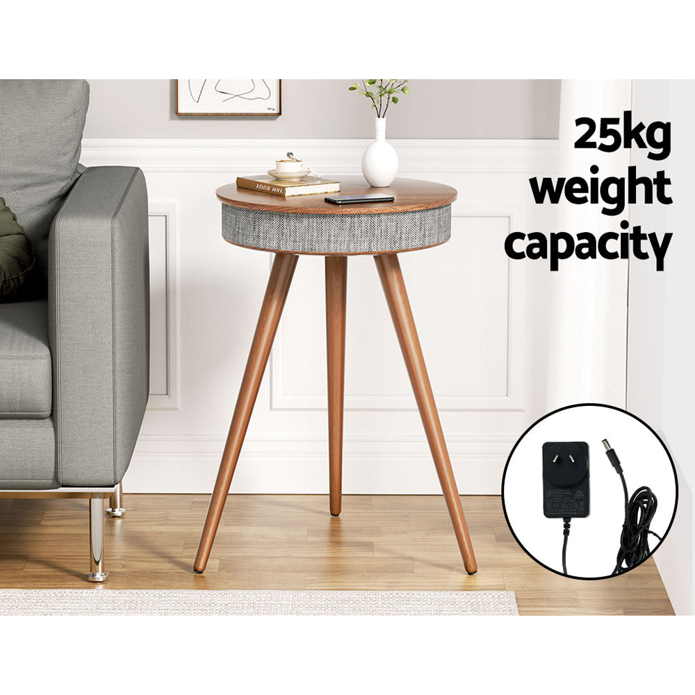 Crewe Smart Coffee Table Wireless Charging Bluetooth Speaker Walnut Grey