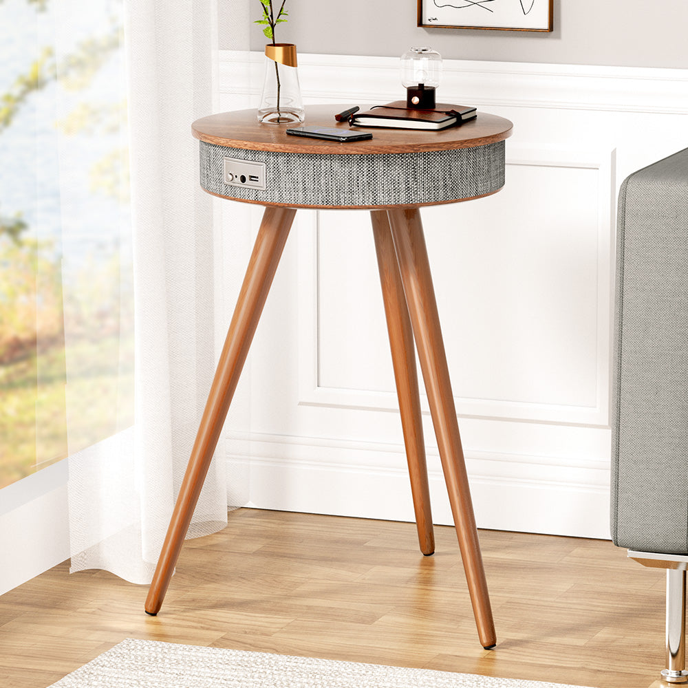 Crewe Smart Coffee Table Wireless Charging Bluetooth Speaker Walnut Grey