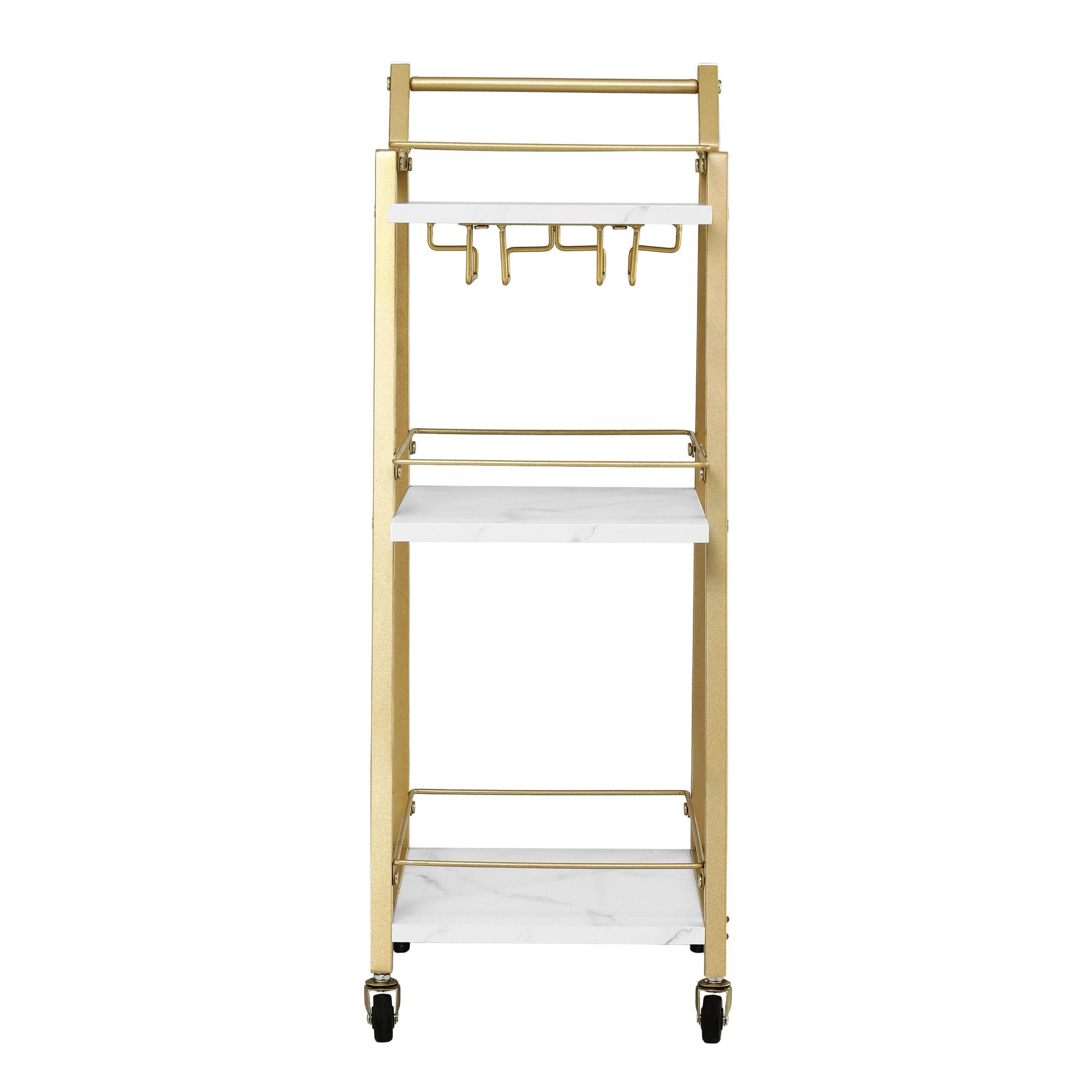 Artiss Bar Cart Trolley Kitchen Island Serving Wine Glass Holder Marble 41cm