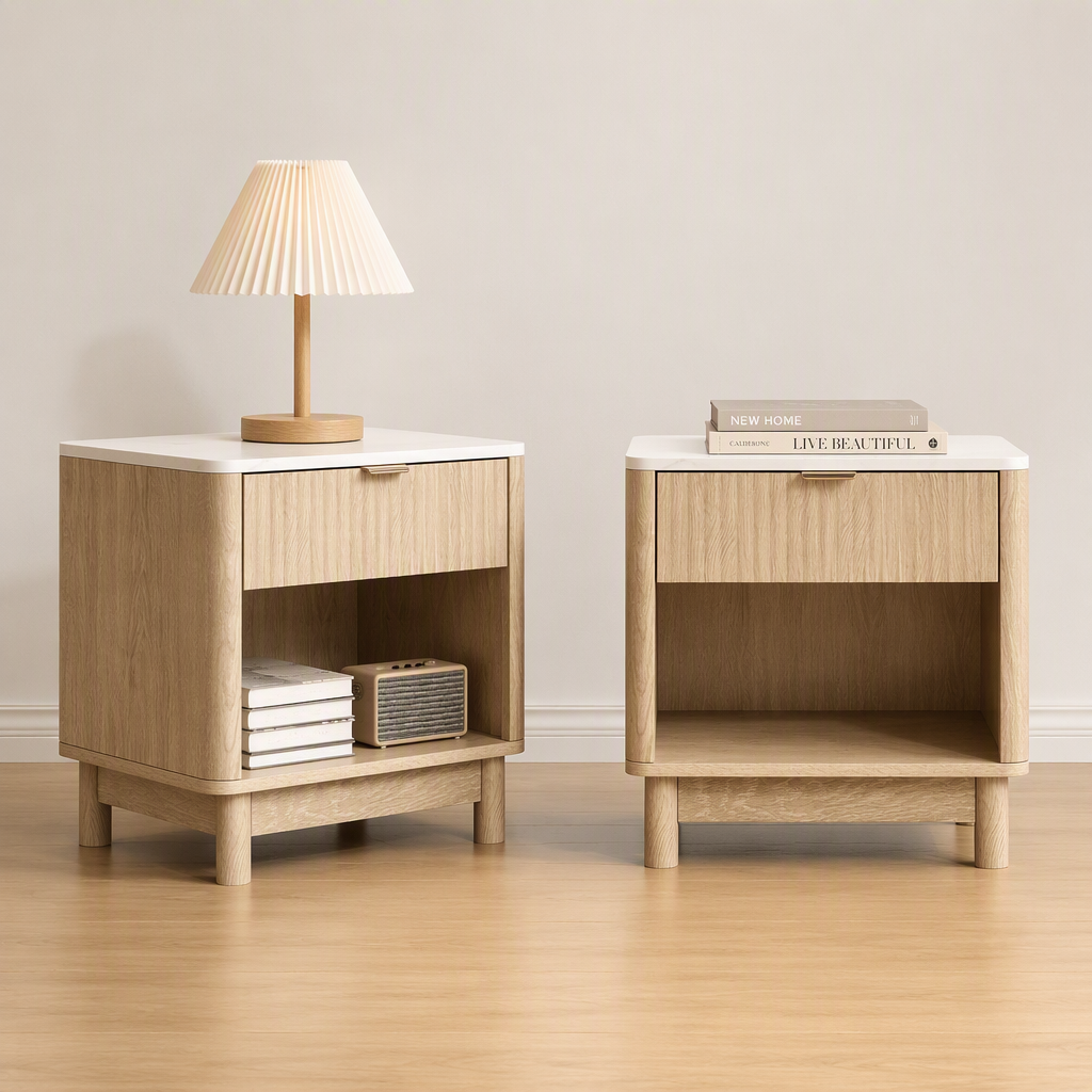 Artiss Bedside Table Nightstand 1 Drawer Pine