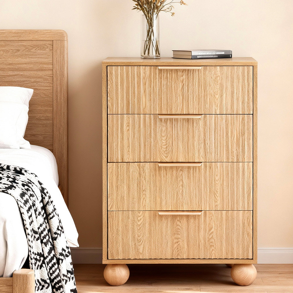 Artiss 4 Drawer Chest of Drawers Tallboy Dresser Pine