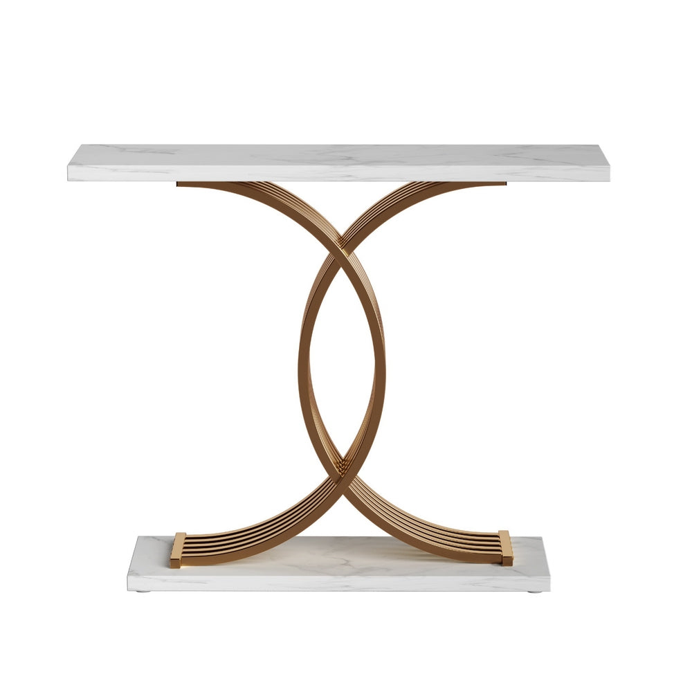 Artiss Console Table Marble Effect White Gold