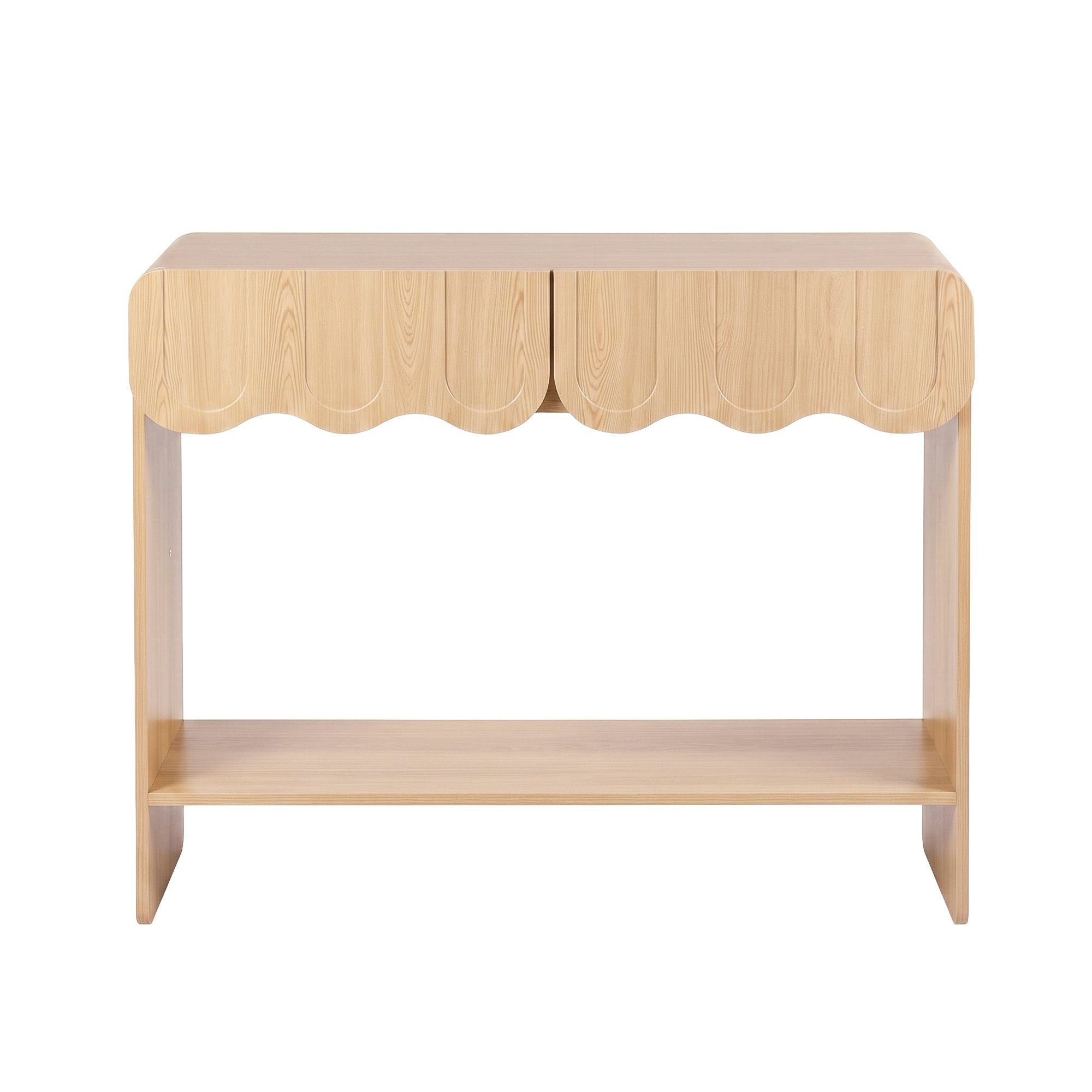 Artiss 2-Drawer Console Table, Scalloped Entryway Table with Safe Rounded Corners, 100 x 31 x 80 cm
