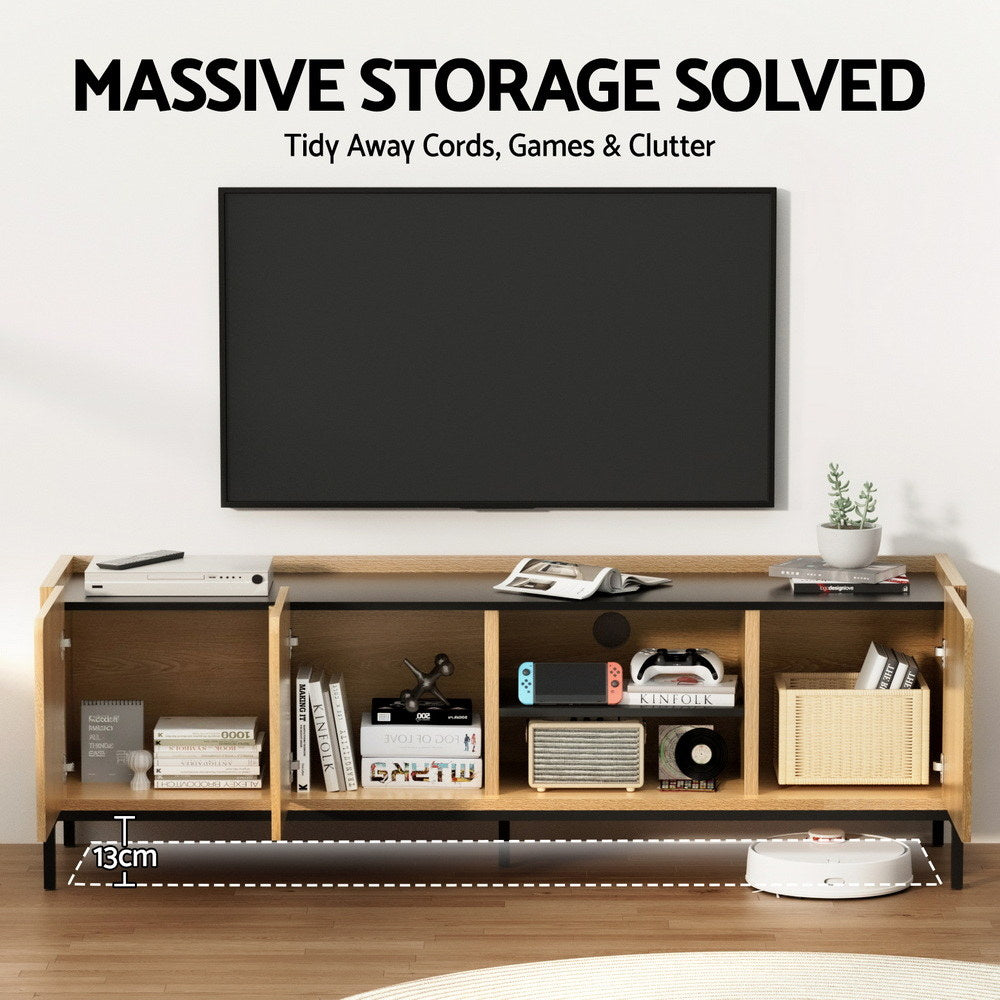 Artiss 160cm Entertainment Unit Storage Cabinet Pine & Black