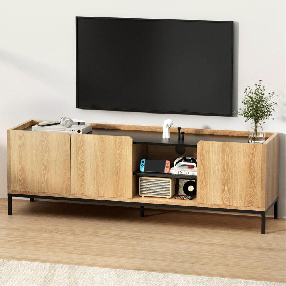 Artiss 160cm Entertainment Unit Storage Cabinet Pine & Black