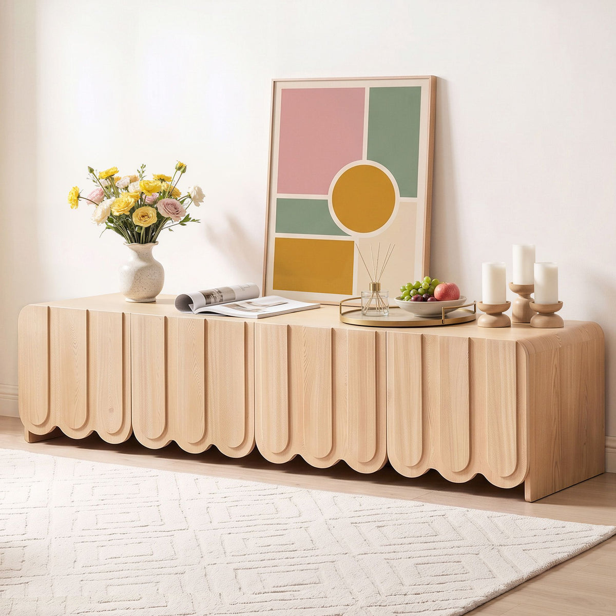 Artiss 180cm Scalloped TV Unit Entertainment Cabinet Wood