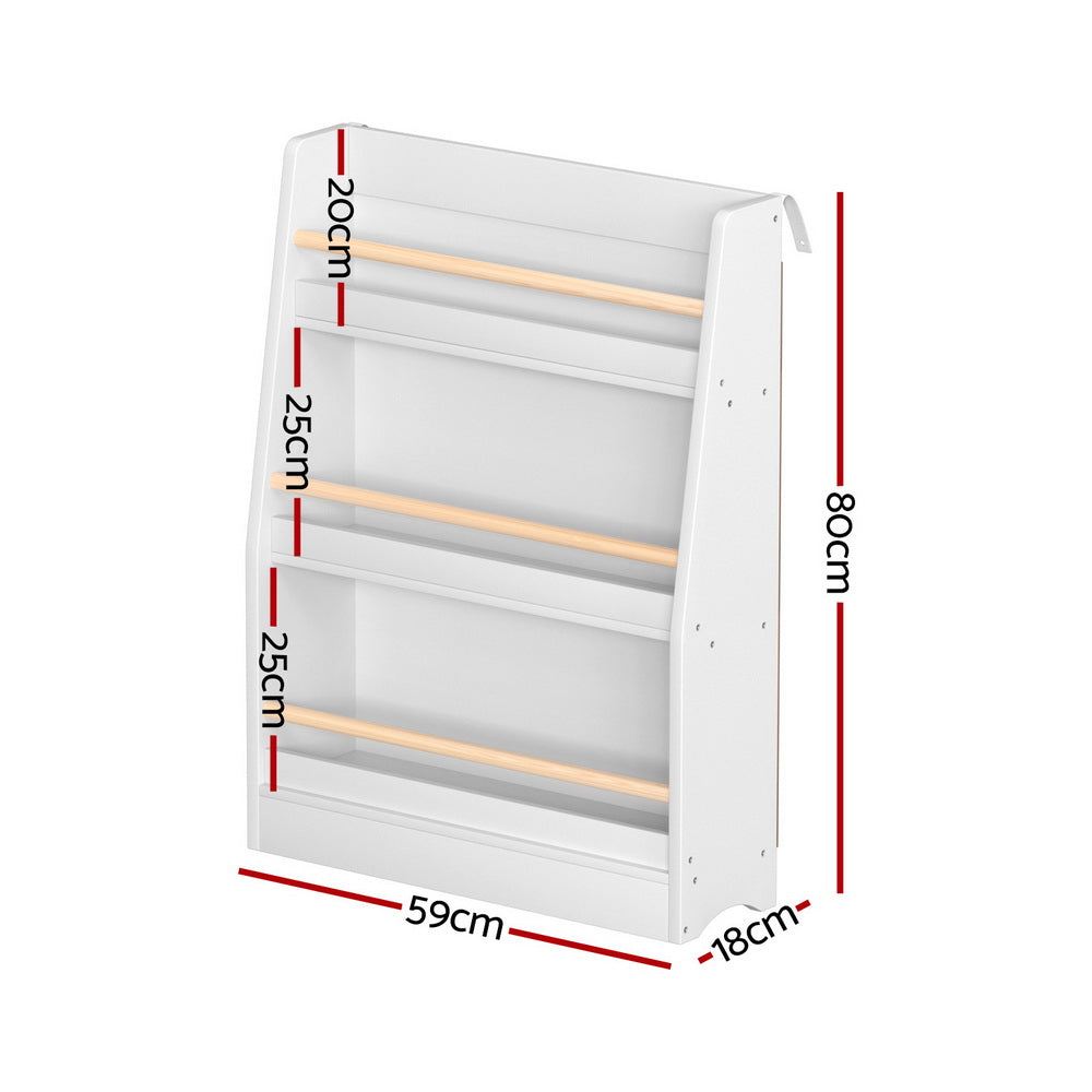 Keezi 3-Tier Kids Bookshelf White Organiser