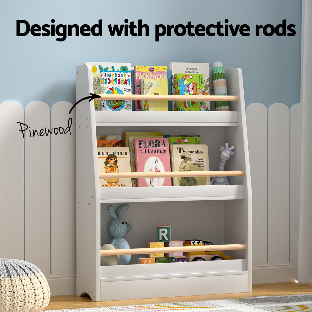 Keezi 3-Tier Kids Bookshelf White Organiser