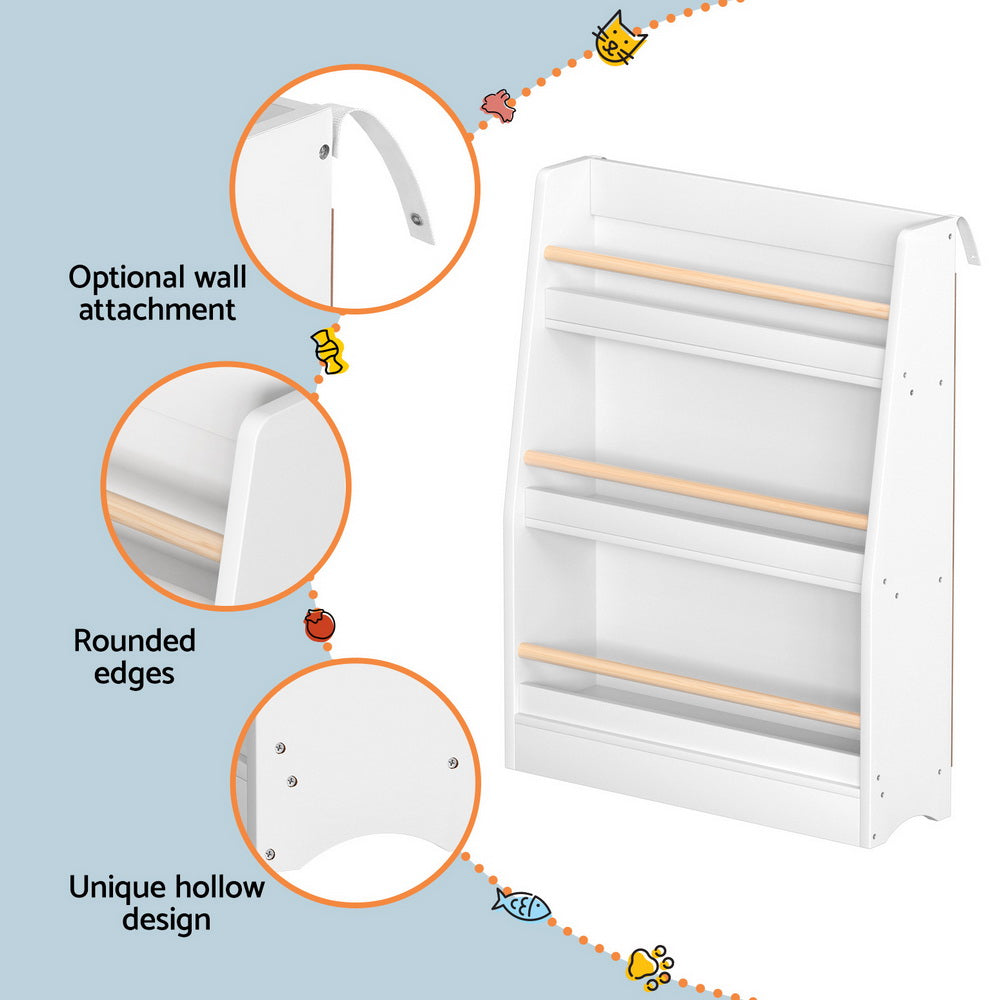 Keezi 3-Tier Kids Bookshelf White Organiser
