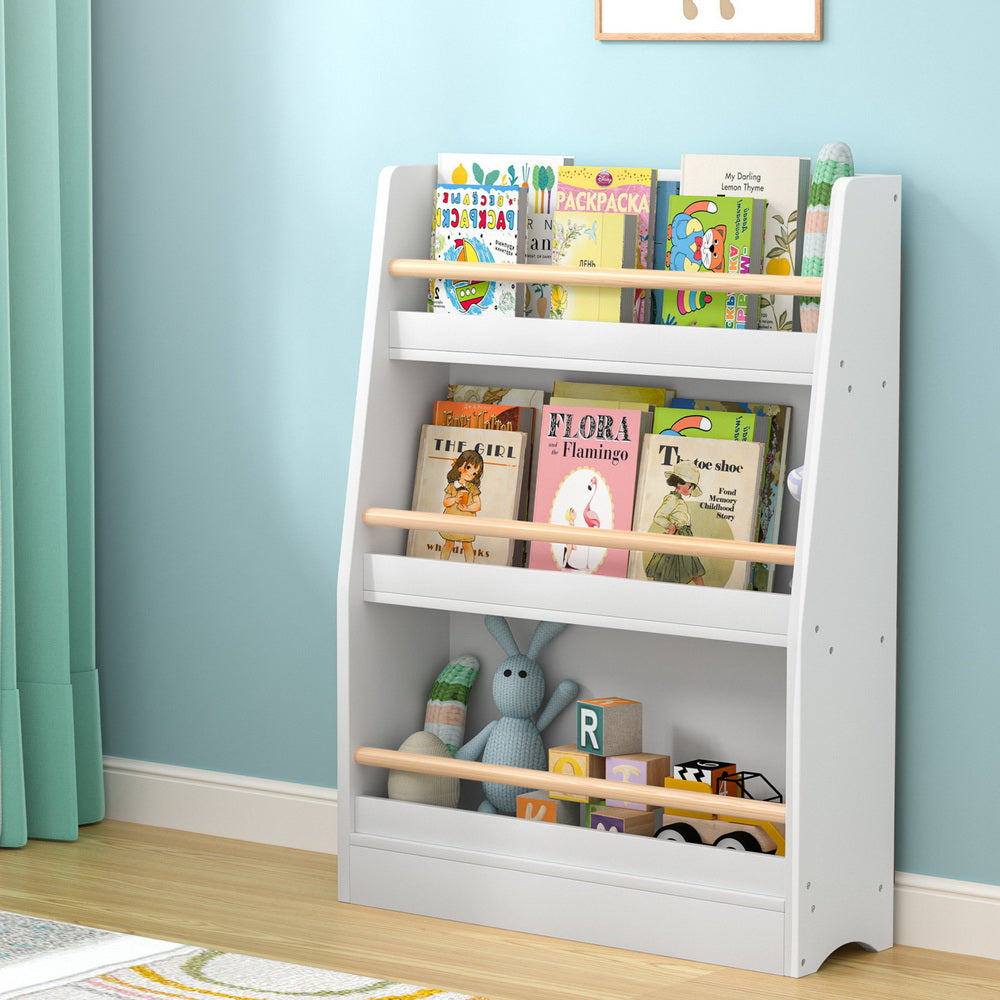 Keezi 3-Tier Kids Bookshelf White Organiser