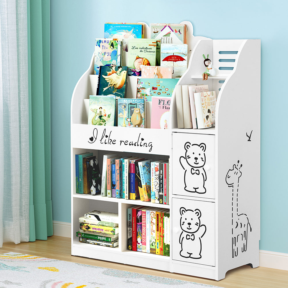 Keezi Kids Bookshelf 4 Tier Children Bookcase Toy Storage Organiser