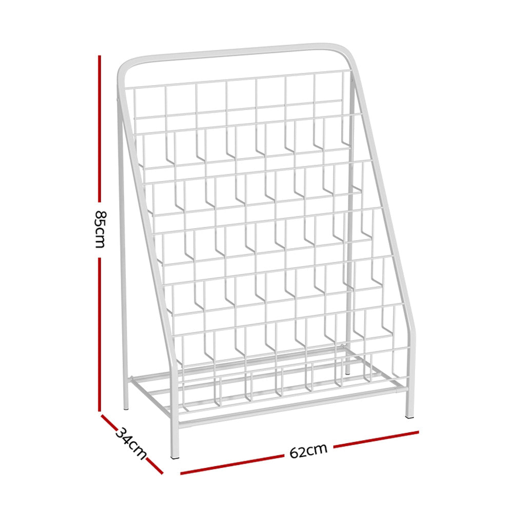 Keezi Kids Bookshelf 6-Tier Foldable Metal White