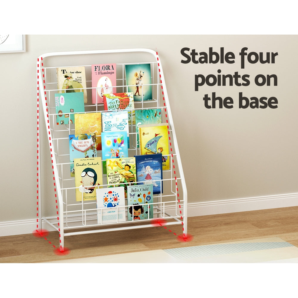 Keezi Kids Bookshelf 6-Tier Foldable Metal White