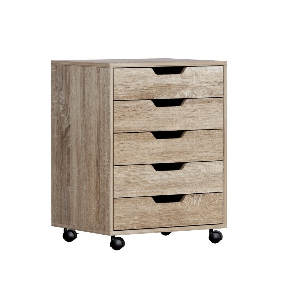 Artiss 5-Drawer Filing Cabinet Rolling Storage Scratch Beige