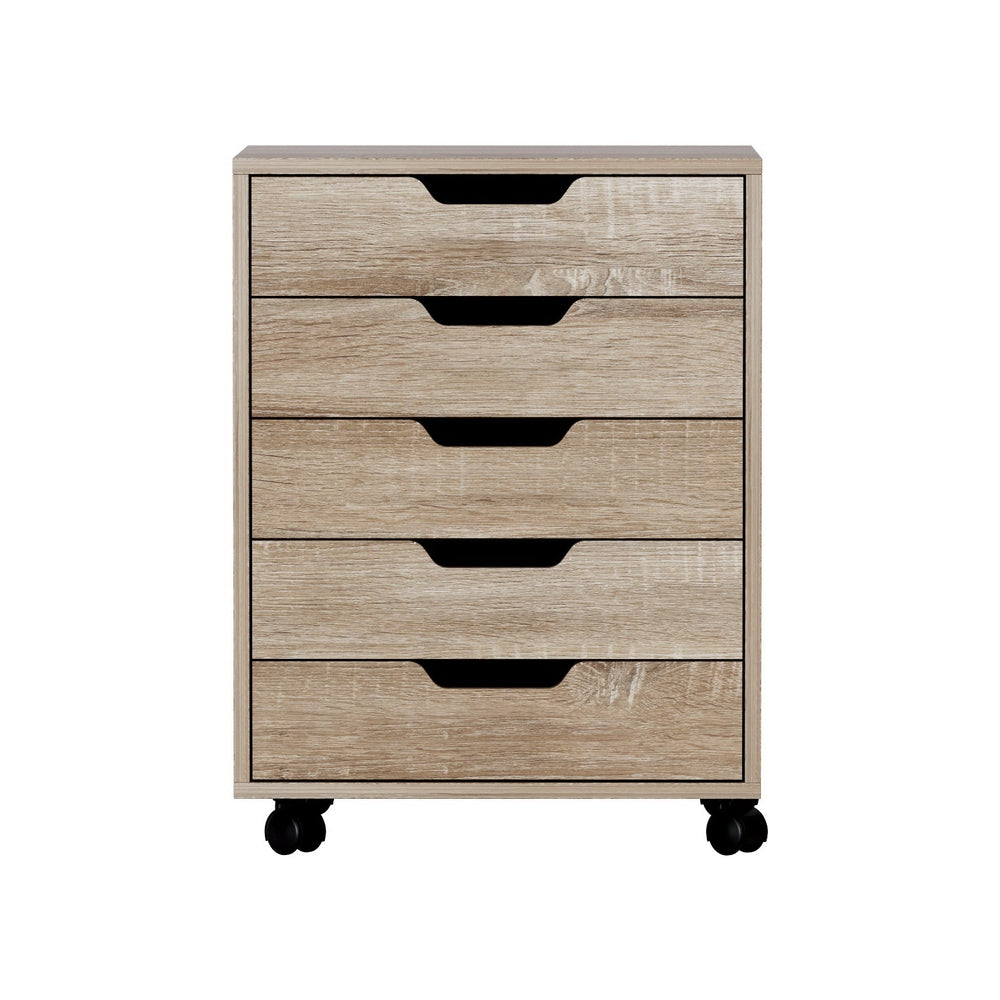 Artiss 5-Drawer Mobile Filing Cabinet Rolling Storage Scratch Beige