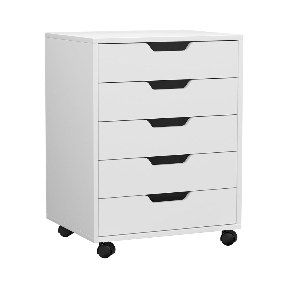 Artiss White 5-Drawer Mobile Filing Cabinet Rolling Storage