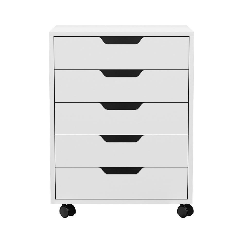 Artiss White 5-Drawer Mobile Filing Cabinet Rolling Storage