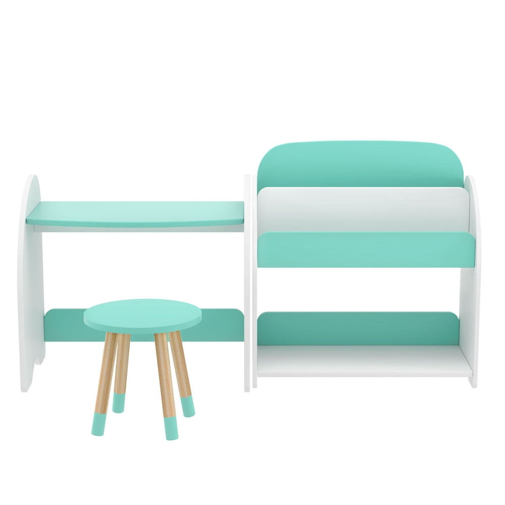 Keezi Kids Bookshelf Desk Chair Set White Green