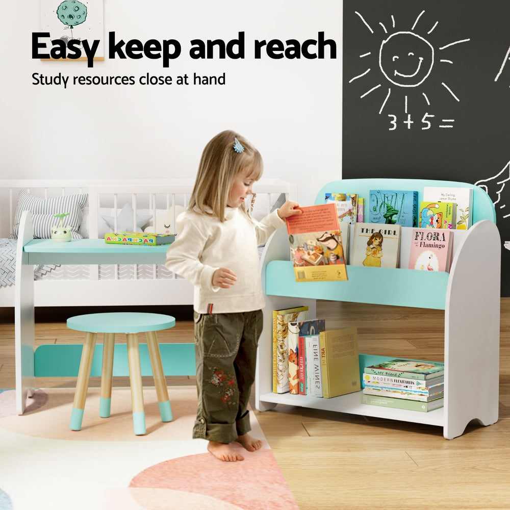 Keezi Kids Bookshelf Desk Chair Set White Green