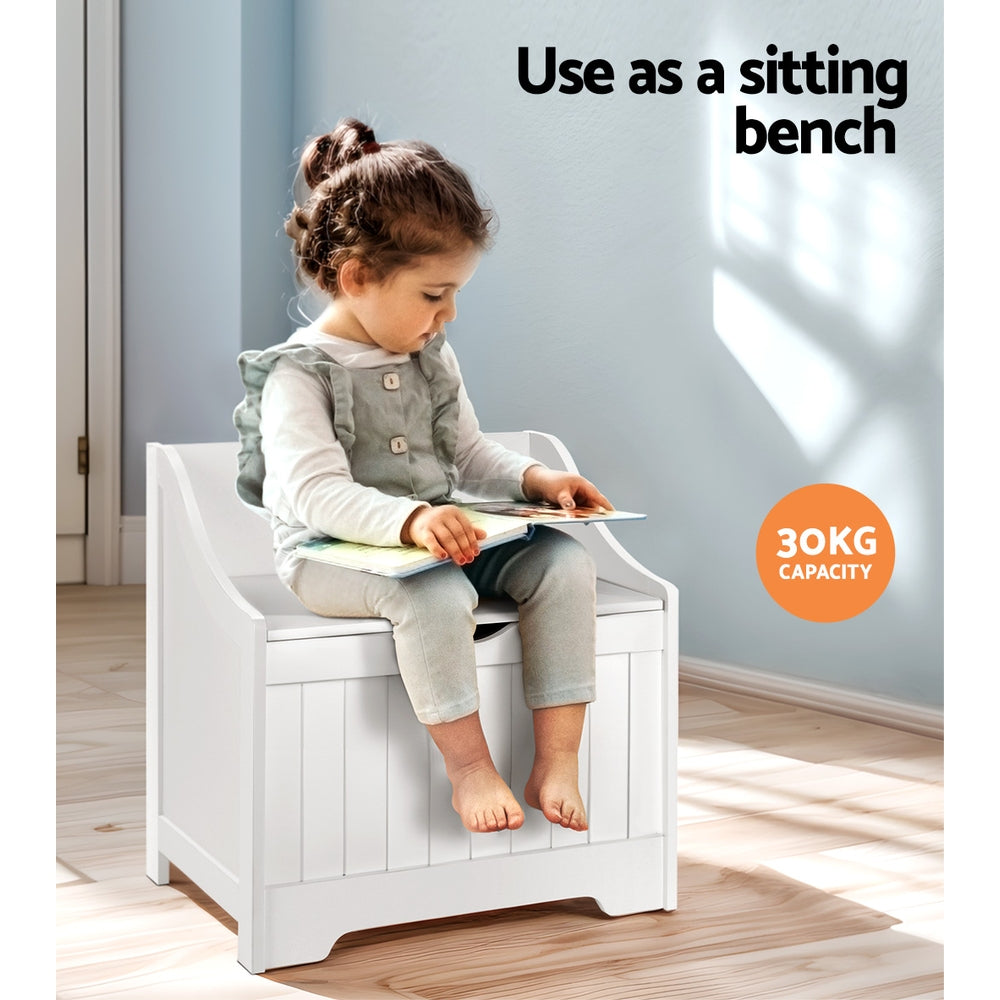 Keezi Kids Storage Box Bench White MDF Safe Corners