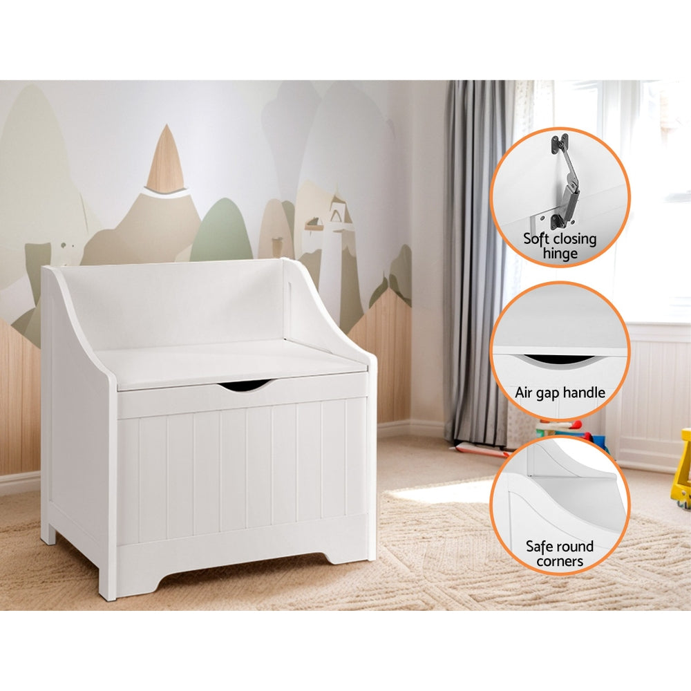 Keezi Kids Storage Box Bench White MDF Safe Corners