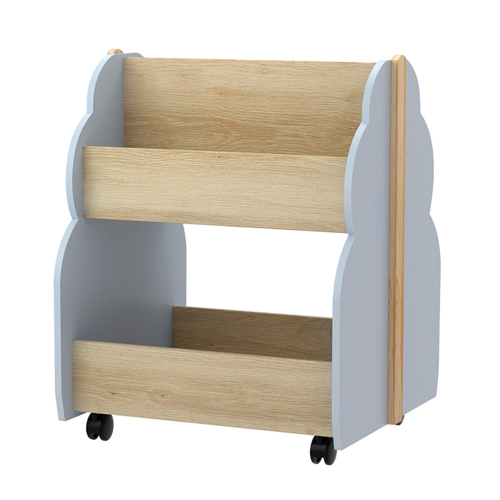 Keezi Kids Bookshelf Toy Box Organiser Grey Pine