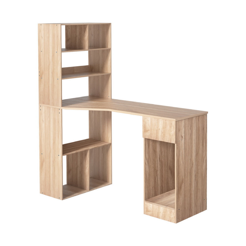 Artiss Computer Desk with Bookshelf and Drawer 120CM Oak