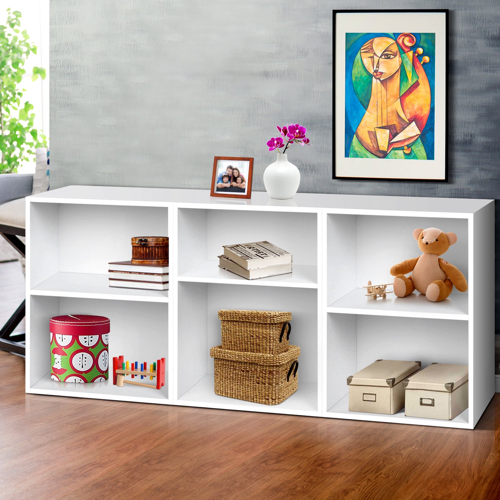 VENA 3-Piece Cube Bookshelf Adjustable White
