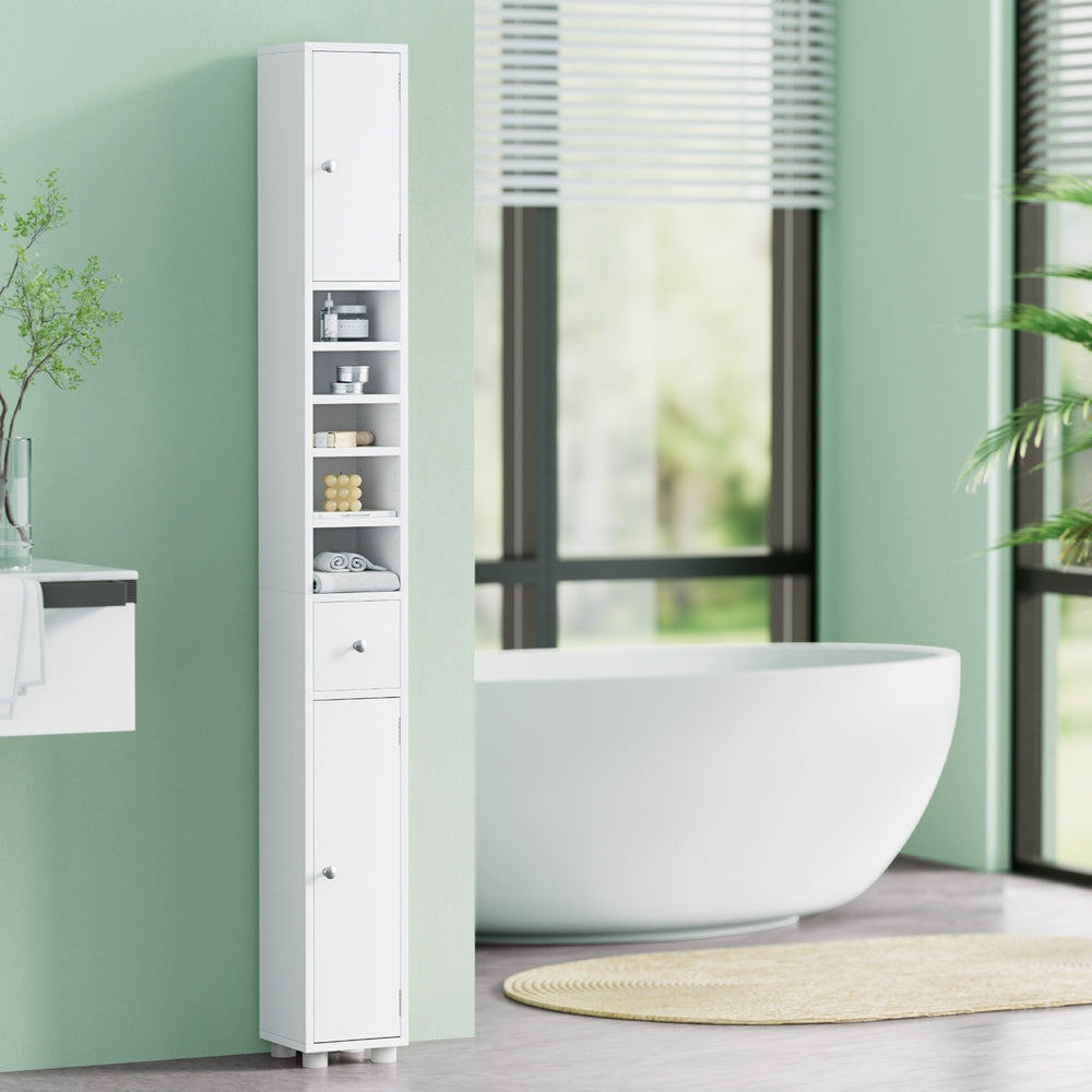Artiss 180cm Tall Slim Bathroom Storage Cabinet White