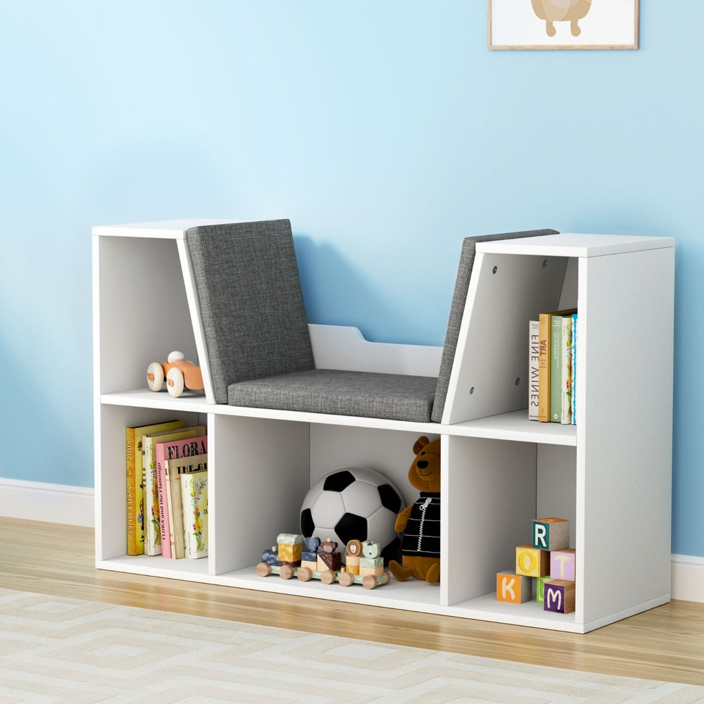Keezi Kids Bookcase with Seat and Toy Storage Organiser