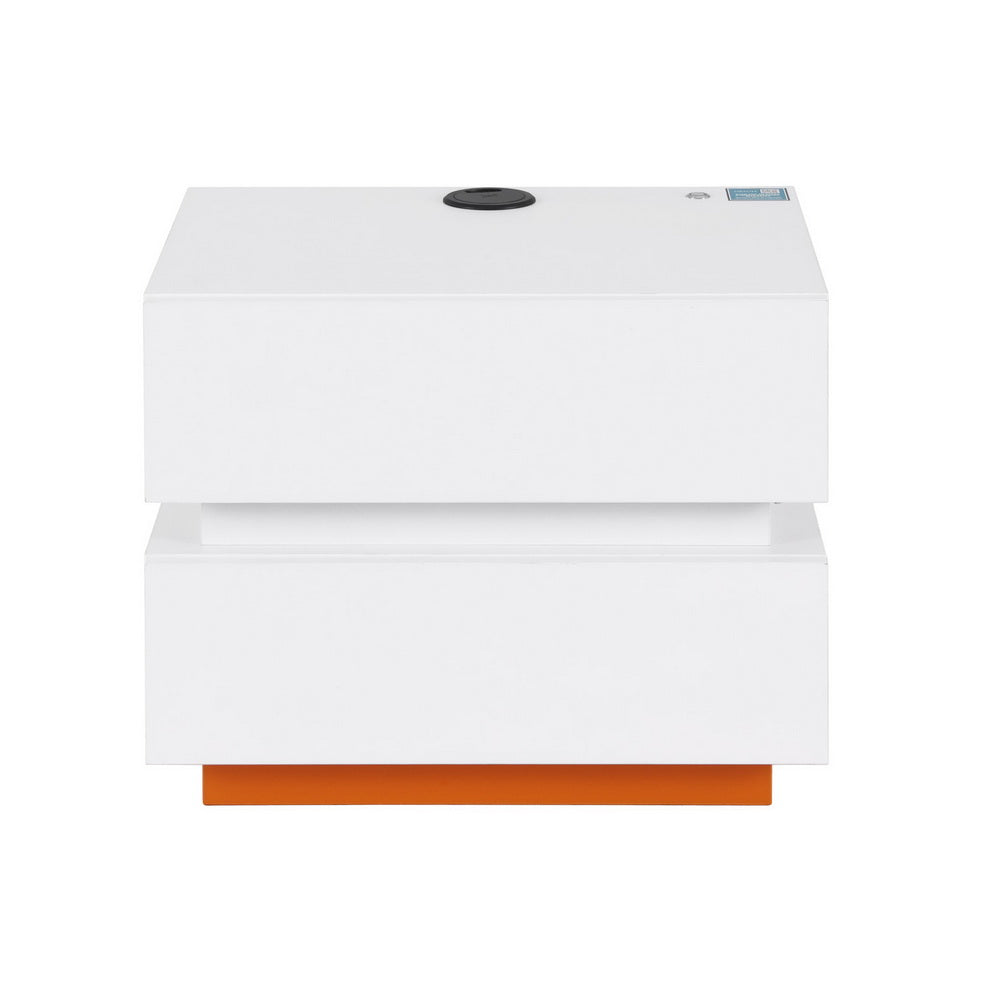 Ada Bedside Table LED Wireless Charging White/Orange