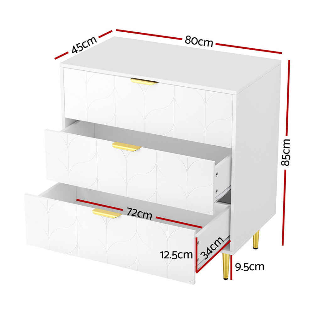 Artiss 3-Drawer Lowboy Cabinet White