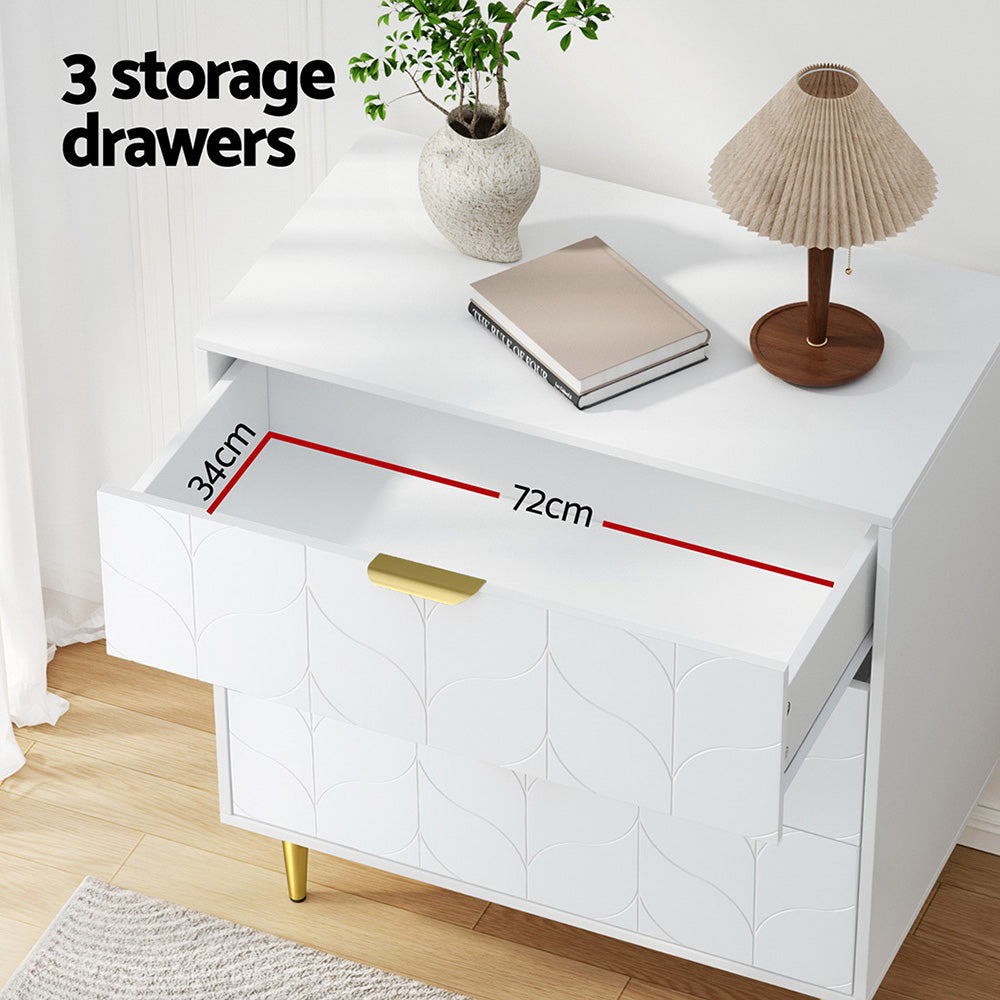 Artiss 3-Drawer Lowboy Cabinet White