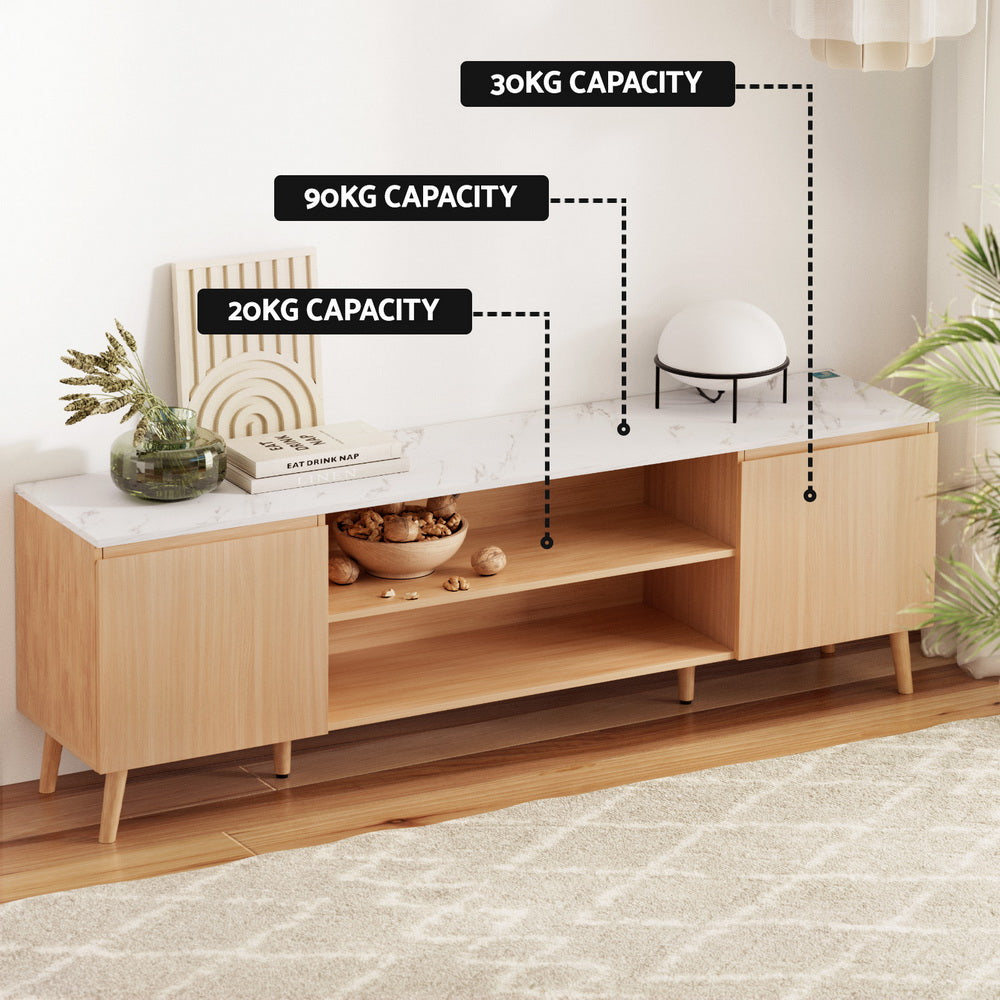 Artiss 180CM Entertainment Unit TV Cabinet White Pine