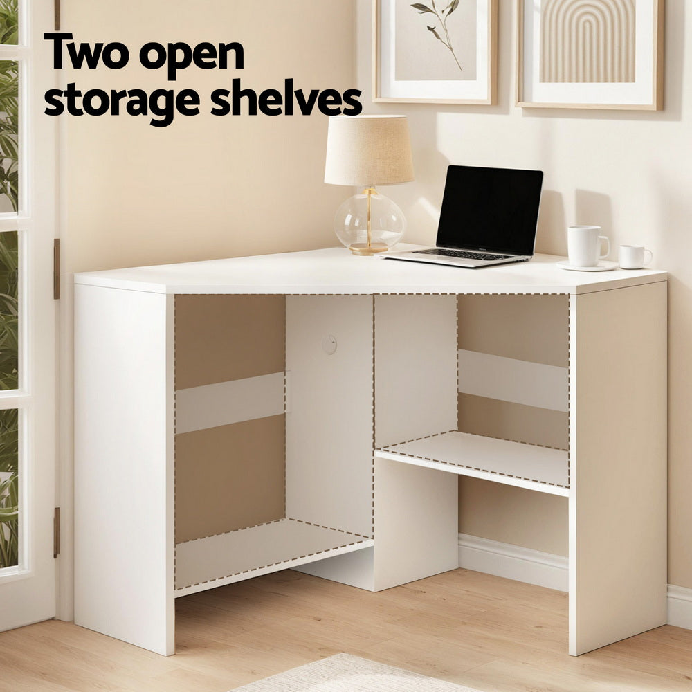 Artiss Corner Computer Desk Shelves CPU Stand L-shape Home Office Workstation Desks